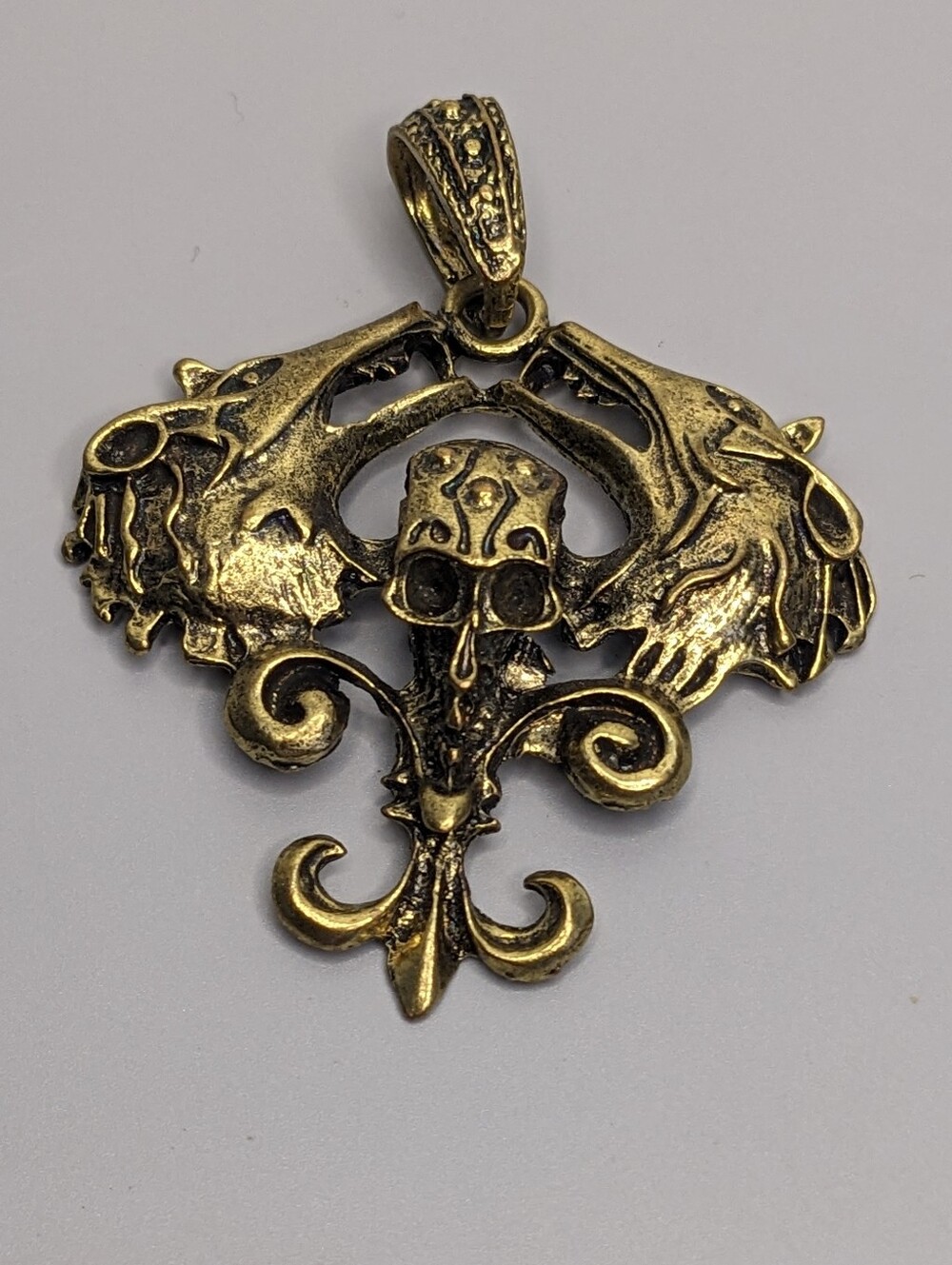 Dragon Pendant Large Brass FantasyGothic Style With 10mm Bail 19 Gram Y2k